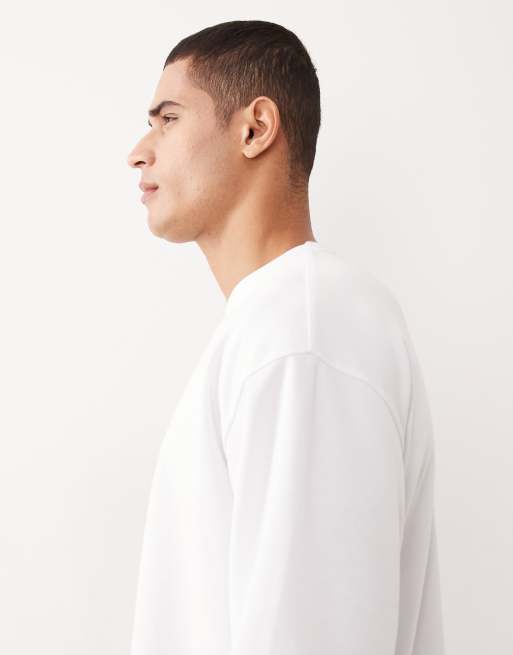 ASOS DESIGN - Oversized og blød hvid T-shirt med lange ærmer i kraftigt stof, 4 af 5