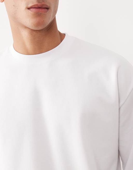 ASOS DESIGN - Oversized og blød hvid T-shirt med lange ærmer i kraftigt stof, 5 af 5