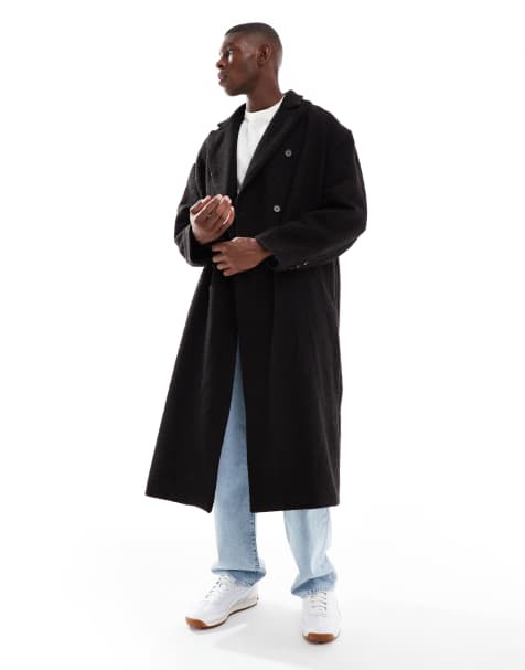ASOS DESIGN - Oversized og brun frakke i uldblanding - view 1