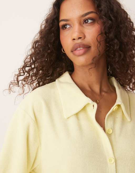 ASOS DESIGN - Oversized og citrongul skjorte i frotté - Del af sæt, 3 af 4