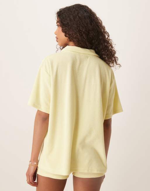 ASOS DESIGN - Oversized og citrongul skjorte i frotté - Del af sæt, 4 af 4