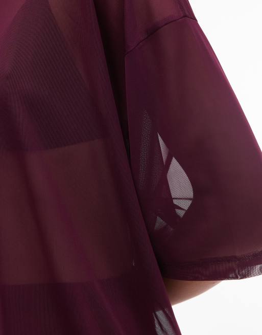 ASOS DESIGN - Oversized og figenfarvet T-shirt i gennemsigtig mesh - Del af sæt, 2 af 4