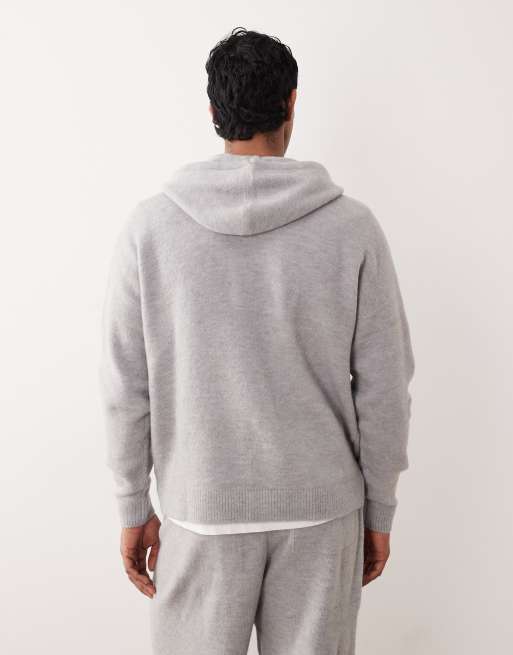 ASOS DESIGN - Oversized og grå-strikket hættetrøje med NYC-logo på brystet - Del af sæt, 3 af 5