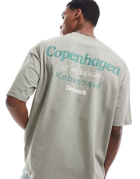 ASOS DESIGN - Oversized og grøn T-shirt med byprint på ryggen - view 1