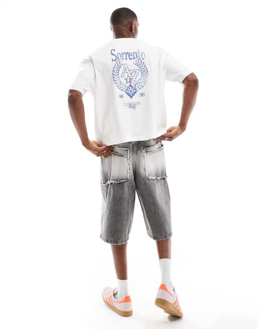 ASOS DESIGN - Oversized og hvid T-shirt med firkantet pasform og grafisk sommerprint, 4 af 4