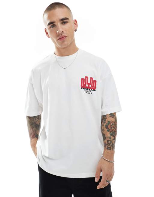 ASOS DESIGN - Oversized og hvid T-shirt med grafisk byprint, 2 af 4