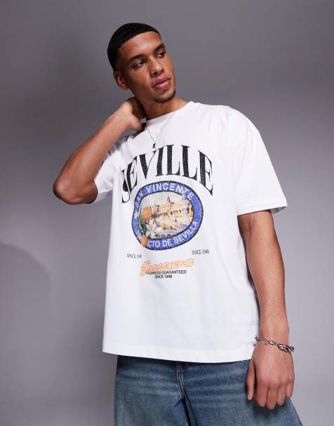 ASOS DESIGN - Oversized og hvid T-shirt med grafisk byprint - view 1