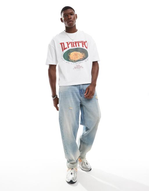 ASOS DESIGN - Oversized og hvid T-shirt med print fortil i firkantet pasform, 2 af 4