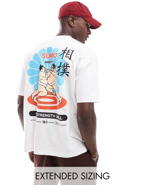 ASOS DESIGN - Oversized og hvid T-shirt med rygprint - view 1