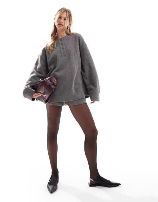ASOS DESIGN - Oversized og koksgrå Henley i superblødt stof, 2 af 4