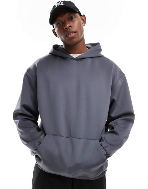 ASOS DESIGN - Oversized og koksgrå hættetrøje i scubamateriale - view 1