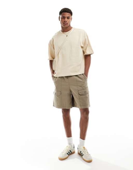 ASOS DESIGN - Oversized og kraftig beige T-shirt i firkantet pasform med opsmøgede ærmer, 2 af 4
