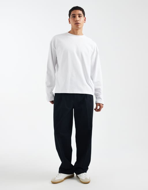 ASOS DESIGN - Oversized og langærmet hvid T-shirt i kraftigt materiale med firkantet pasform, 2 af 5
