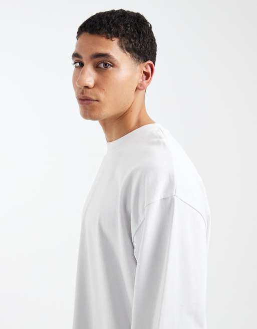 ASOS DESIGN - Oversized og langærmet hvid T-shirt i kraftigt materiale med firkantet pasform, 3 af 5