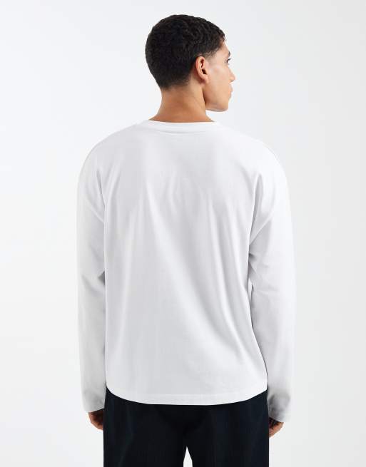 ASOS DESIGN - Oversized og langærmet hvid T-shirt i kraftigt materiale med firkantet pasform, 4 af 5