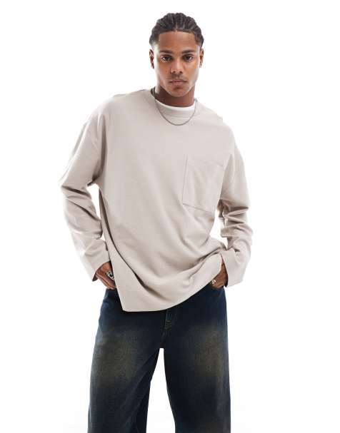 ASOS DESIGN - Oversized og langærmet T-shirt i boucle - view 1