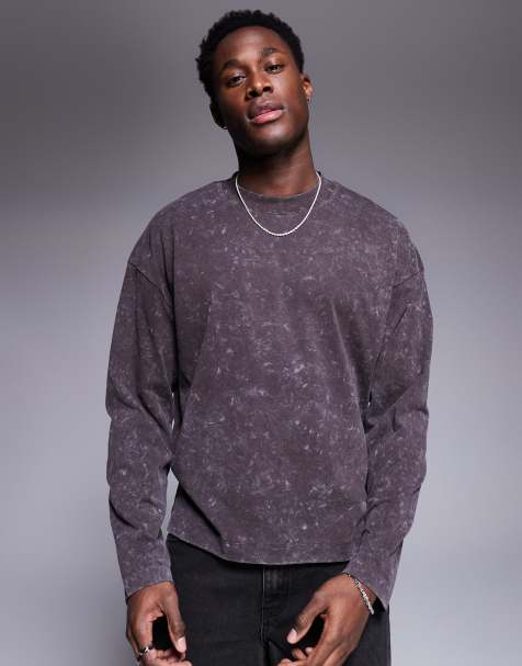 ASOS DESIGN - Oversized og langærmet T-shirt med firkantet pasform i brun vask - view 1