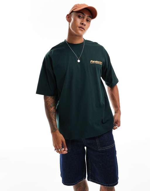 ASOS DESIGN - Oversized og mørkegrøn T-shirt med "Paraiso"-print på ryggen, 2 af 4