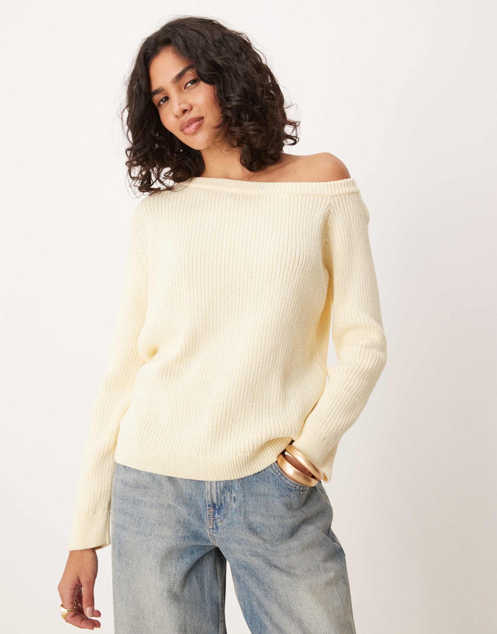 asos design oversized one-shoulder sweater