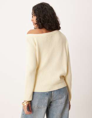 Asos Design Oversized One-shoulder Sweater-white In Neutral