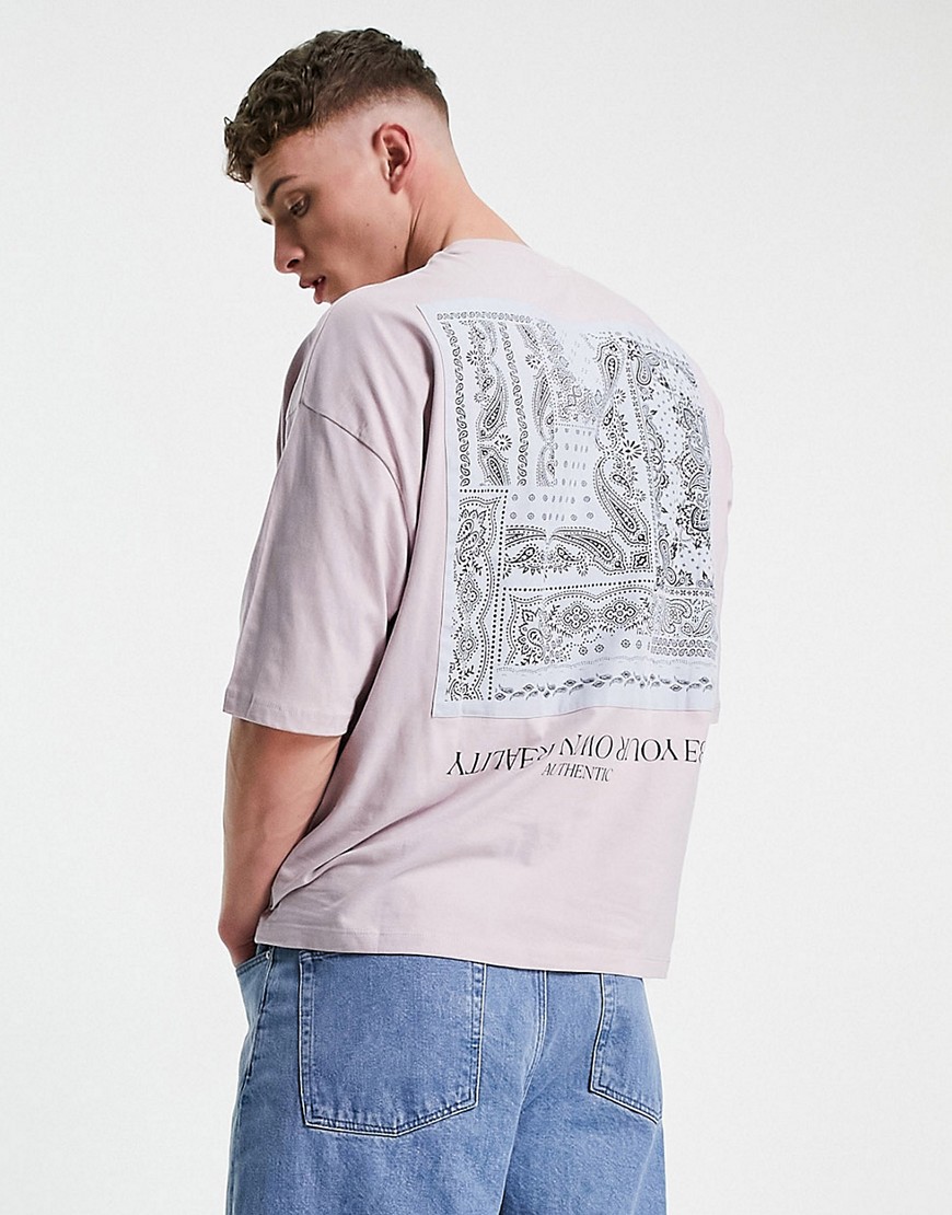 ASOS DESIGN oversized organic t-shirt in dusty pink with back bandana print