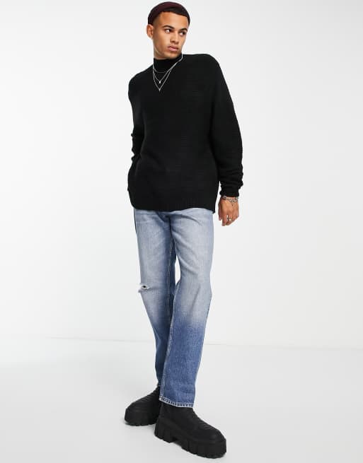 black turtleneck sweater oversized