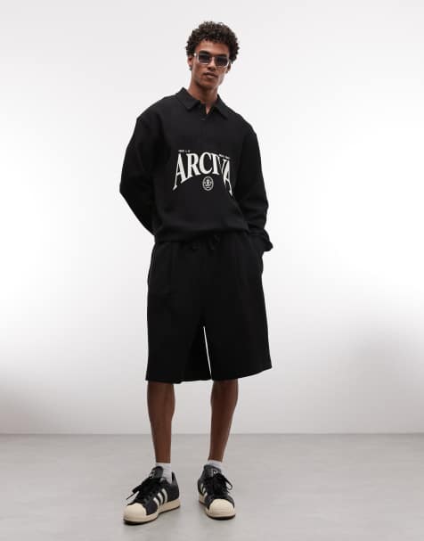 ASOS DESIGN oversized ottoman textured jersey short in black - view 1