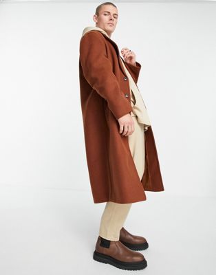 ASOS DESIGN oversized overcoat in brown