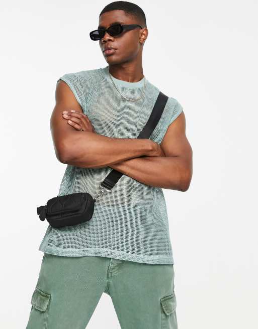 ASOS DESIGN - Oversized overdel i pastelgrønt mesh