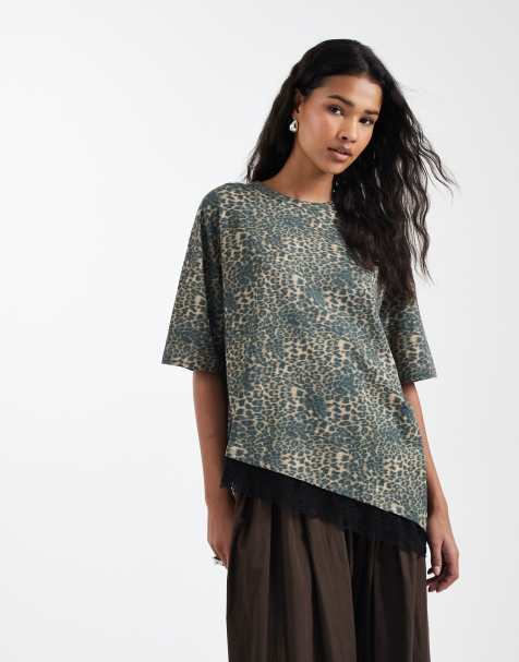 ASOS DESIGN - Oversized overdel leopardprint med blondekant - view 1