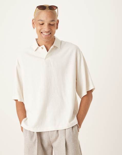 ASOS DESIGN oversized overhead boxy linen shirt in white - view 1
