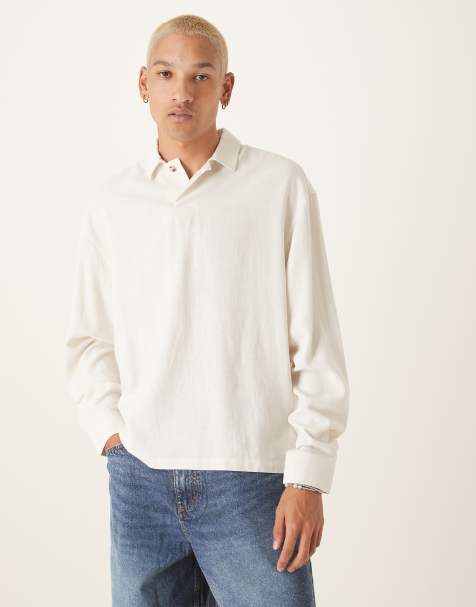 ASOS DESIGN oversized overhead boxy linen shirt in white - view 1