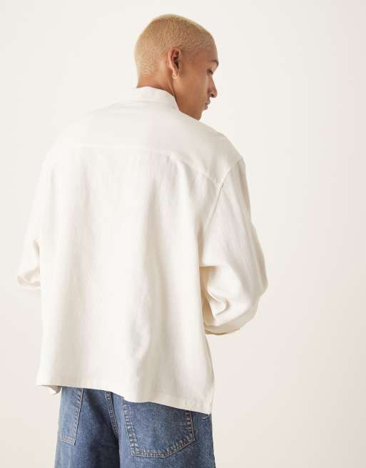 ASOS DESIGN oversized overhead boxy linen shirt in white | ASOS