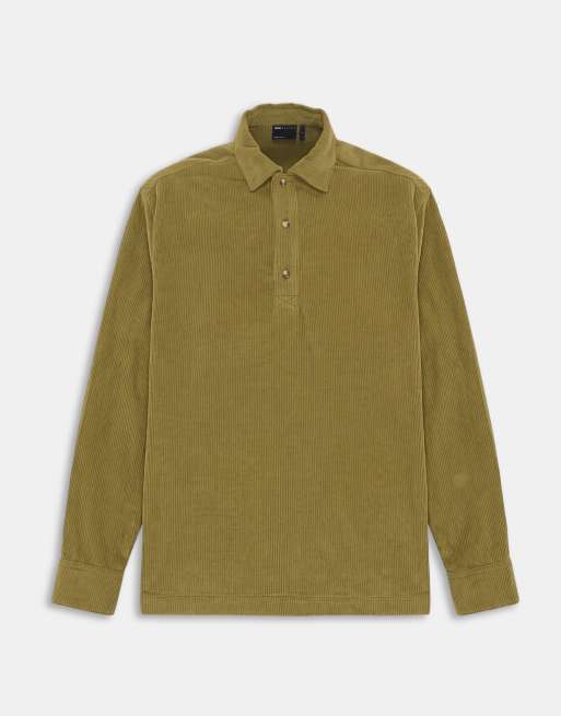 ASOS DESIGN oversized overhead cord shirt with patch pocket in green, 6 of 9