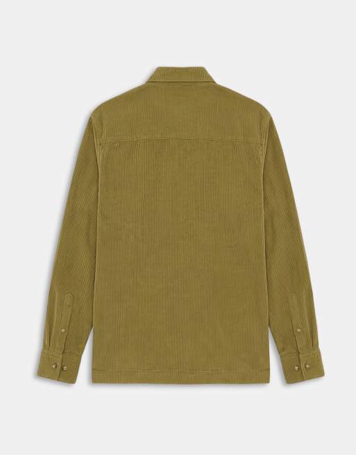 ASOS DESIGN oversized overhead cord shirt with patch pocket in green, 7 of 9