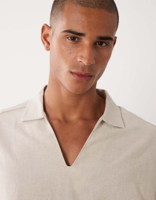 ASOS DESIGN oversized overhead linen blend shirt in beige (part of a set), 3 of 5