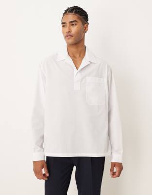 Asos Design Oversized Overhead Revere Shirt In White