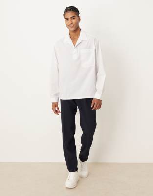 Asos Design Oversized Overhead Revere Shirt In White