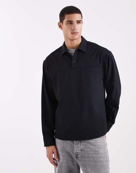 ASOS DESIGN oversized overhead rugby shirt in navy - view 1