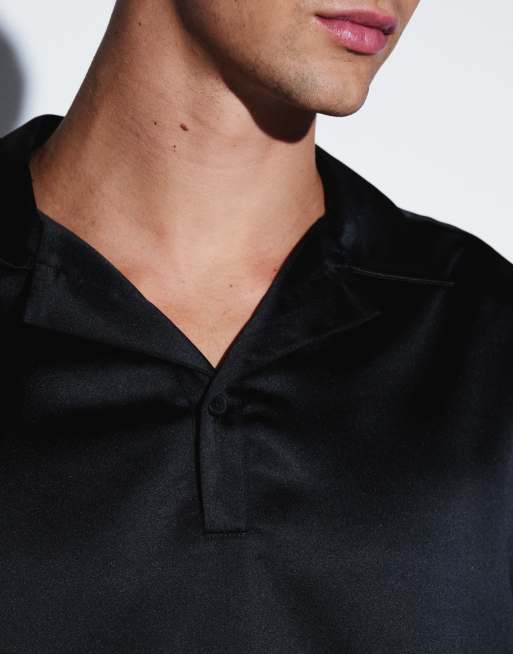ASOS DESIGN oversized overhead satinskjorte i sort, 3 af 5