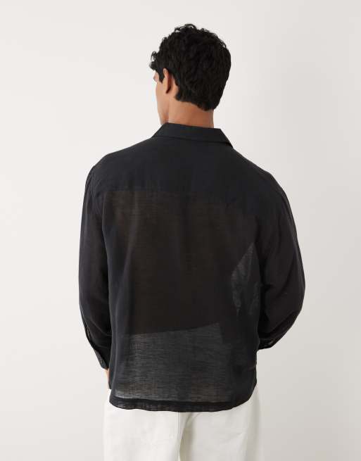 ASOS DESIGN oversized overhead shirt in black, 3 of 5