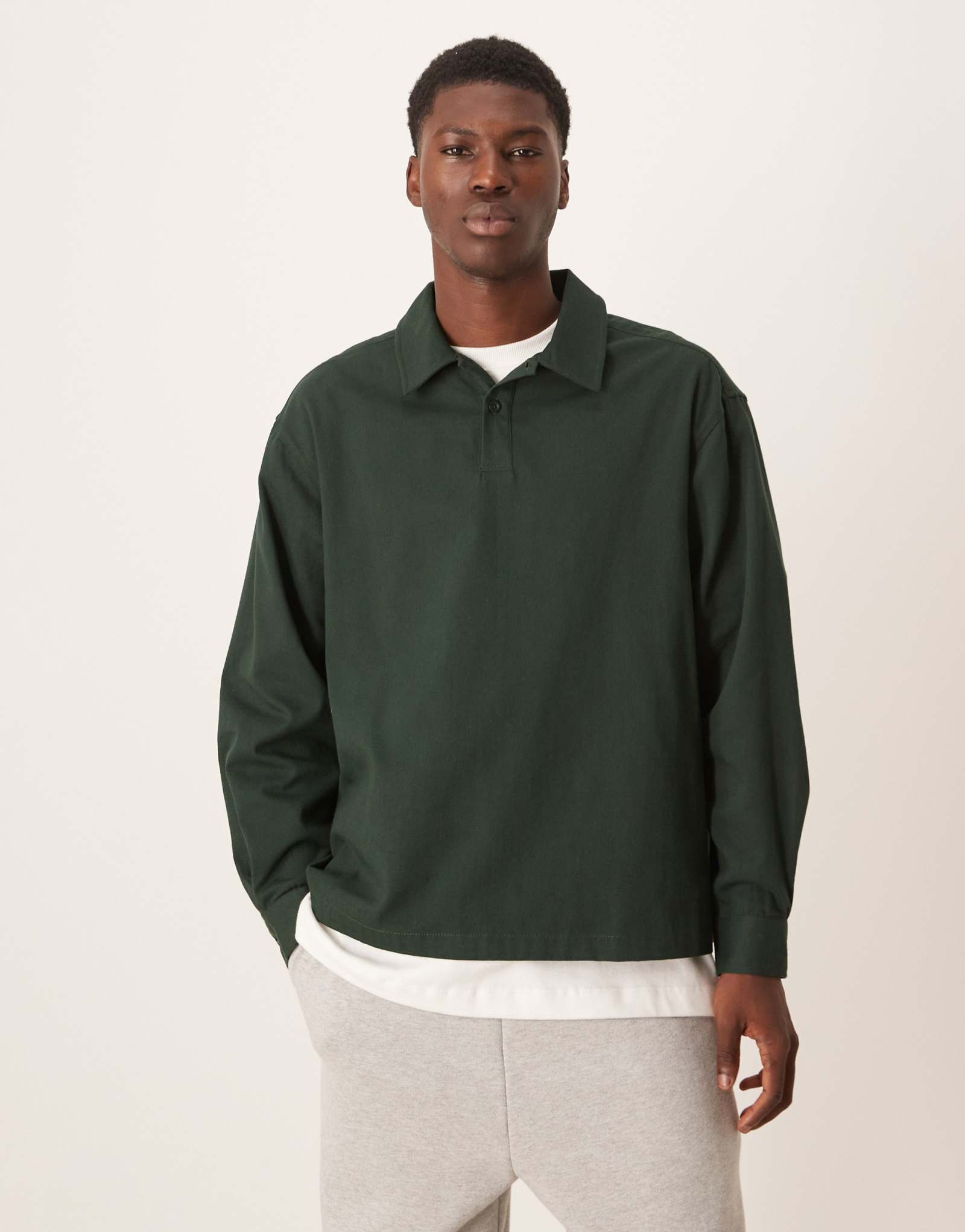 Верхняя рубашка оверсайз от ASOS DESIGN из зеленой саржи