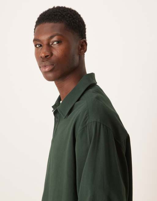ASOS DESIGN oversized overhead shirt in green twill, 4 of 5