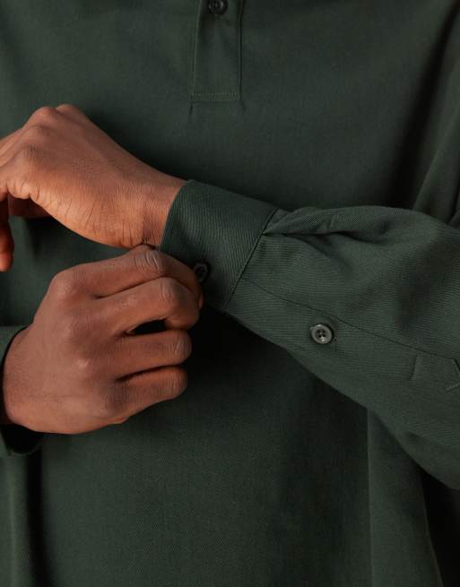 ASOS DESIGN oversized overhead shirt in green twill, 5 of 5