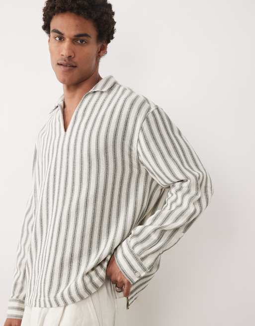 ASOS DESIGN - Oversized overhead-skjorte med sort/hvide striber