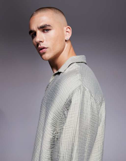 ASOS DESIGN oversized overhead textured shirt in gray, 4 of 5