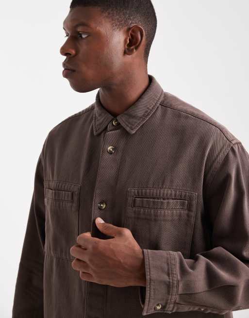 ASOS DESIGN - Oversized overhemd in bruin, 4 van 5