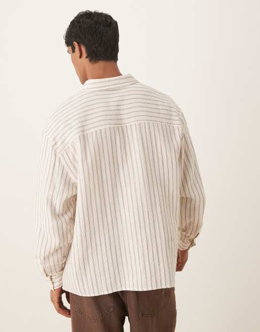 ASOS DESIGN - Oversized overhemd met bruine strepen, 3 van 5