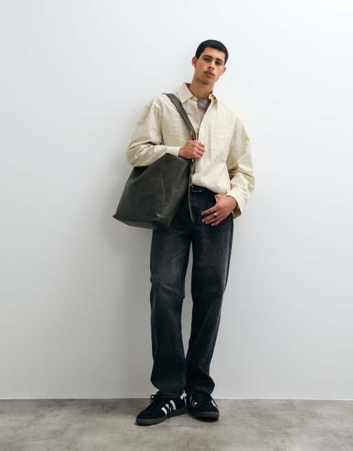 ASOS DESIGN oversized overhemd met dubbele zakken in crème, 5 van 5