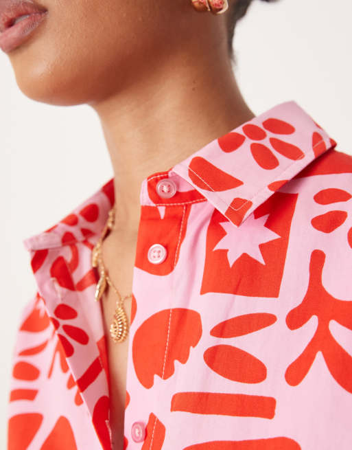 ASOS DESIGN - Oversized overhemd met korte mouwen in kunstzinnige print, deel van co-ord set, 3 van 4